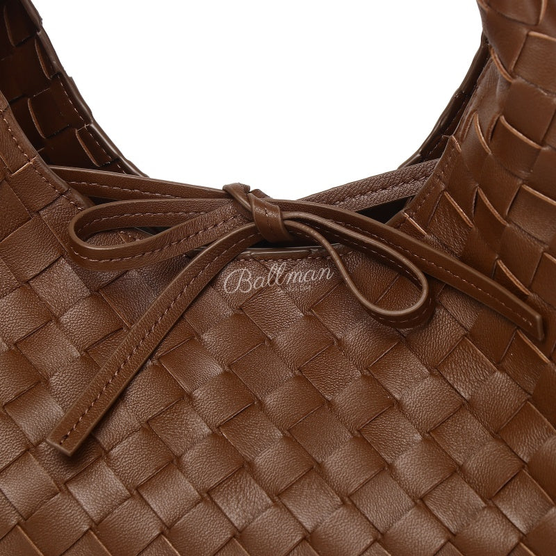 Wholesale Custom Leather Woven Hobo Bag With Matching Inner Pouch Large Capacity Top Handle XK005