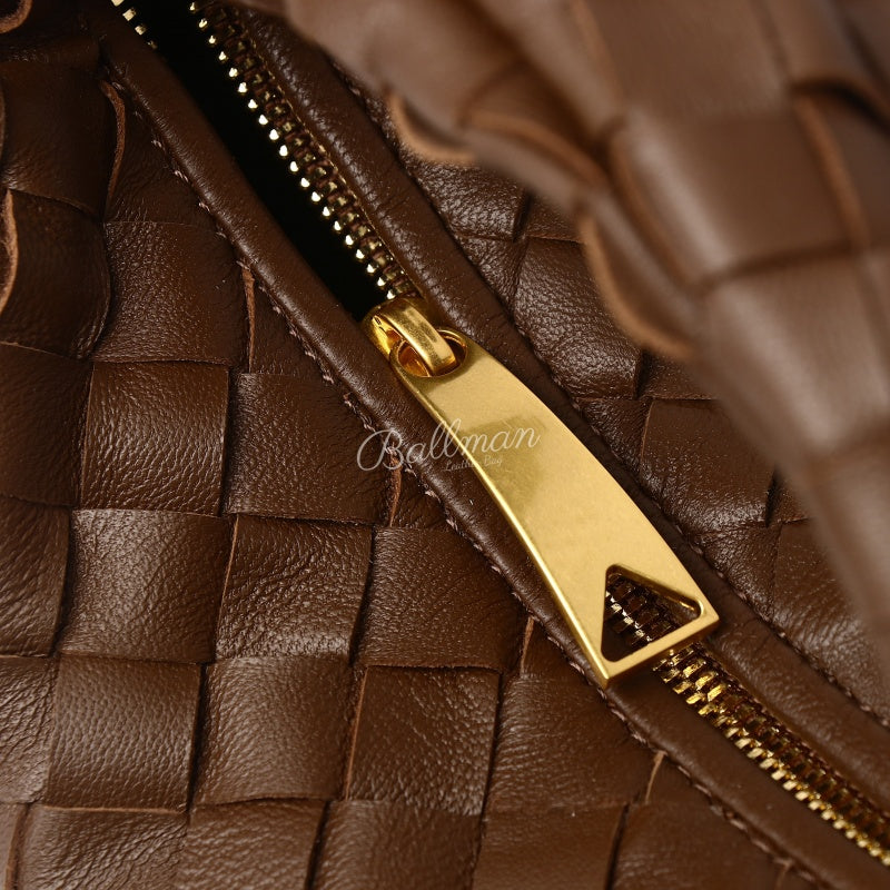 Wholesale Custom Leather Woven Hobo Bag Knotted Handle Open Top Soft Structure XK004