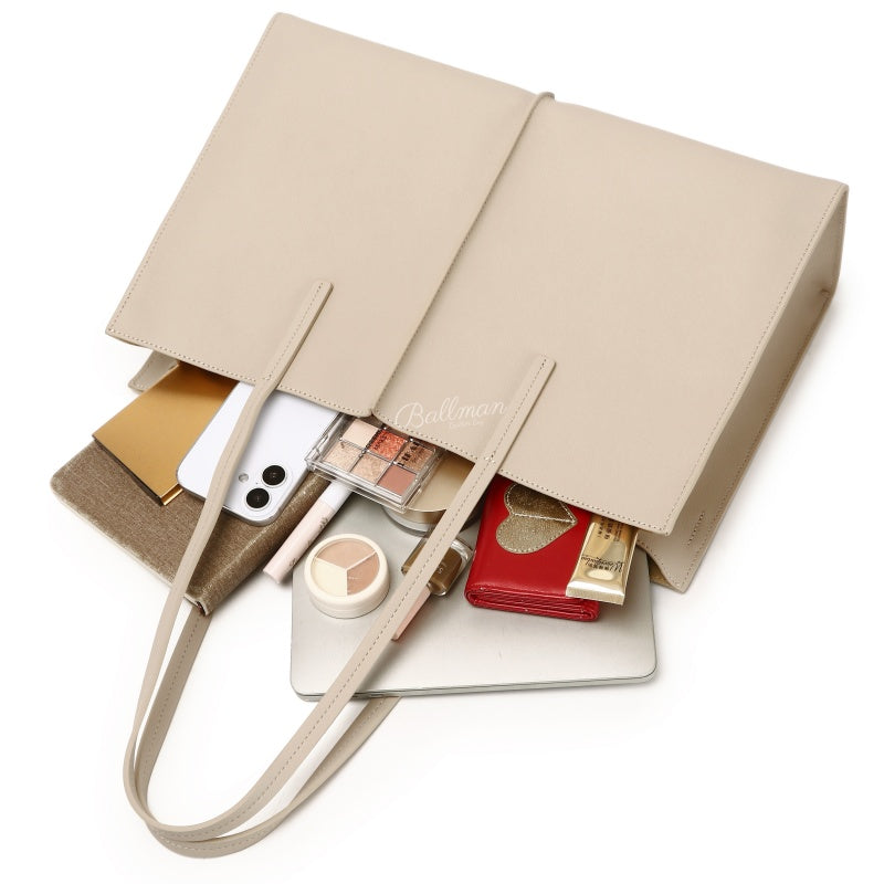 Wholesale Custom Leather Office Tote Bag Large Capacity Open Top Long Shoulder Handles XK006