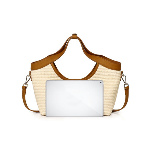 8108-51 Custom Mixed Material Women Tote Shoulder Bag Wholesale OEM ODM Ladies Handbag