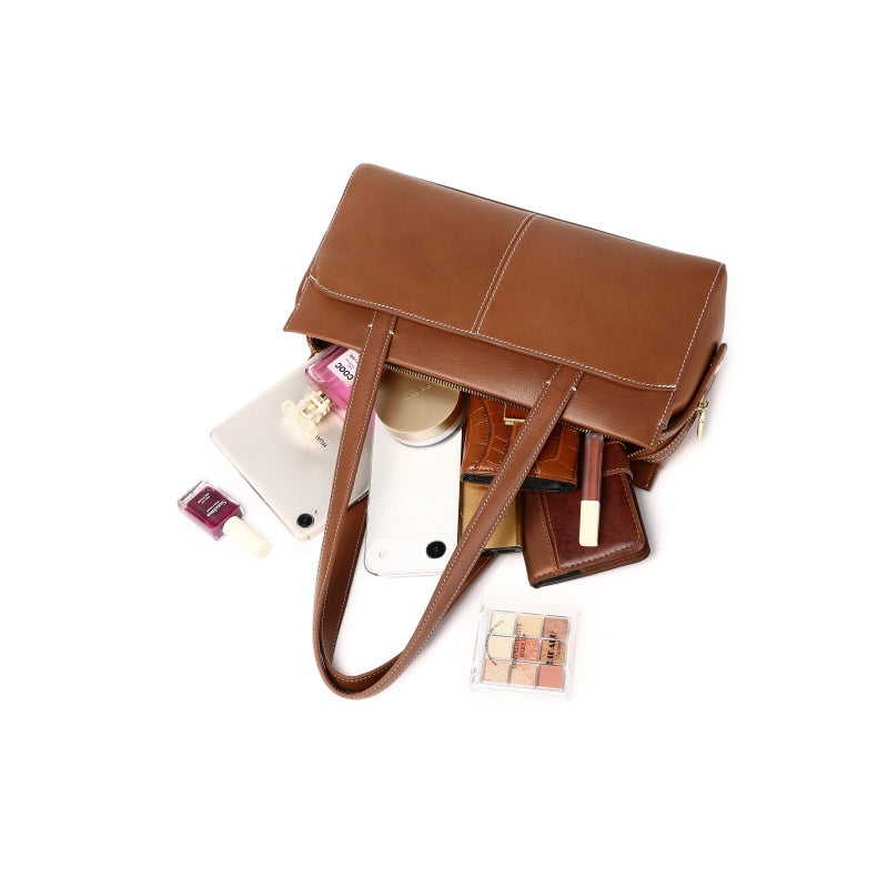 Ballman 8108-49 Wholesale Women Full Grain Leather Multi?Compartment Shoulder Tote Bag Custom OEM Daily Handbag