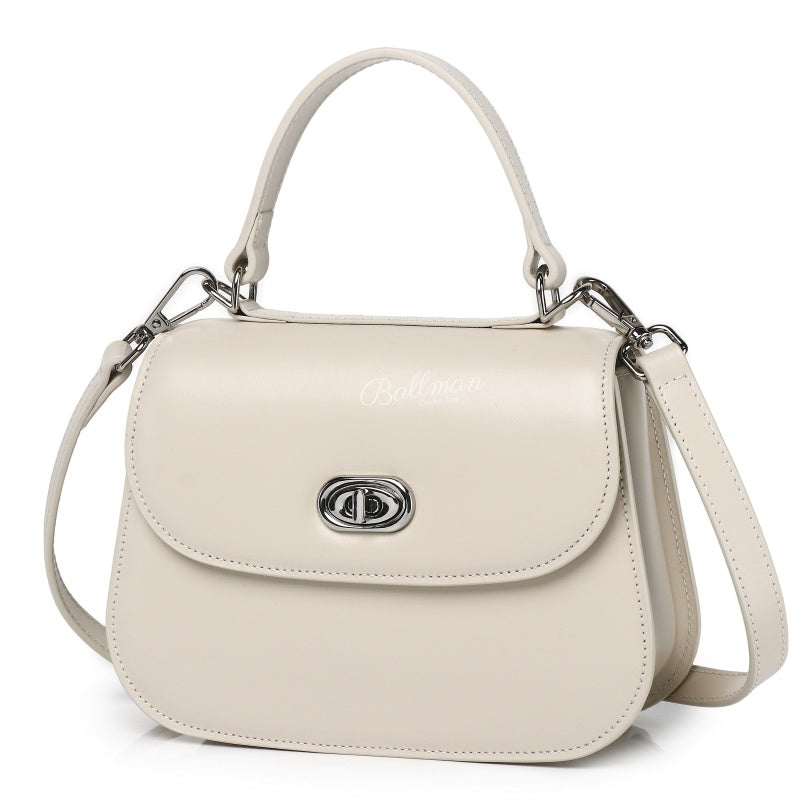 Genuine Leather Curved Saddle Handbag, Top Handle Rotating Turn?Lock Detachable Crossbody Strap For Daily Use 8108?36# | Custom Logo ODM OEM Wholesale