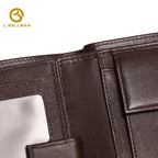 Leather Bifold Wallet with Snap Button Closure Multi Card Slots Bill Compartment ID Window OEM ODM Custom Wholesale Manufacturer 2649#