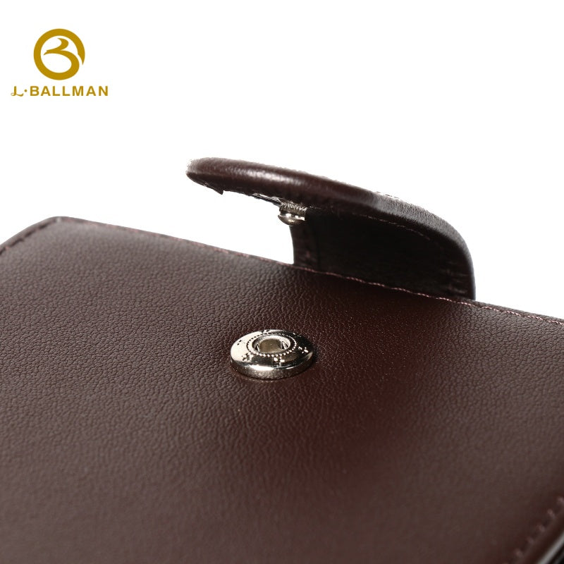 Leather Bifold Wallet with Snap Button Closure Multi Card Slots Bill Compartment ID Window OEM ODM Custom Wholesale Manufacturer 2649#