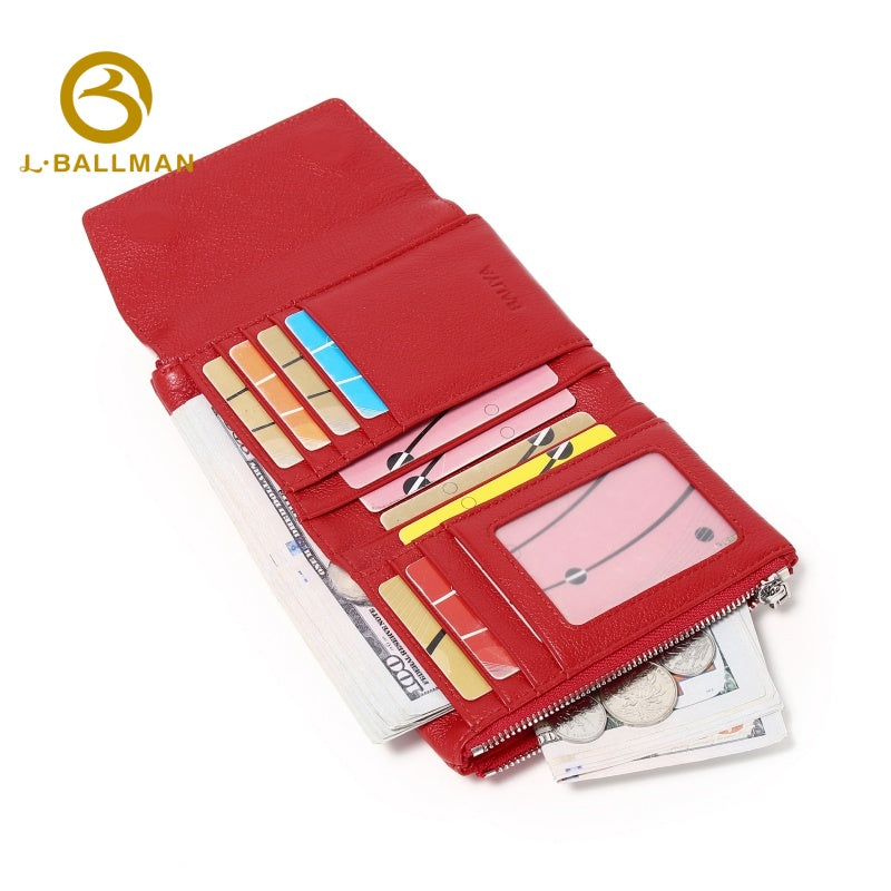 Leather Trifold Wallet with Flap Closure Multi Card Slots Bill Compartment ID Window OEM ODM Custom Wholesale Manufacturer 3929-1