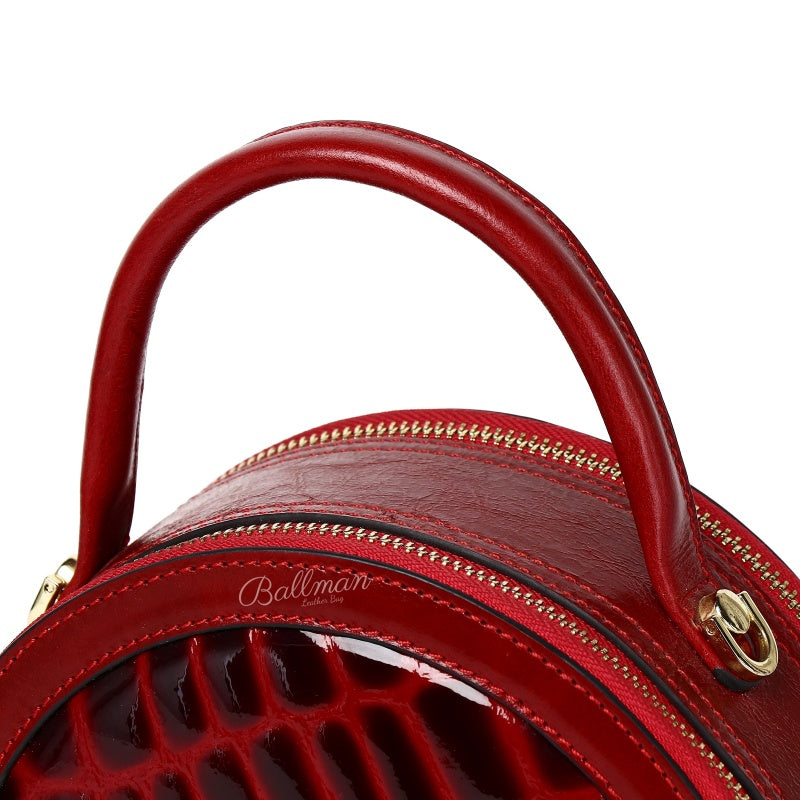 9001 Round Box Handbag Crocodile Patent Leather For Party Daily Occasions Wholesale OEM ODM