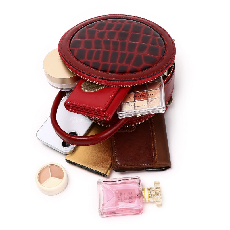 9001 Round Box Handbag Crocodile Patent Leather For Party Daily Occasions Wholesale OEM ODM