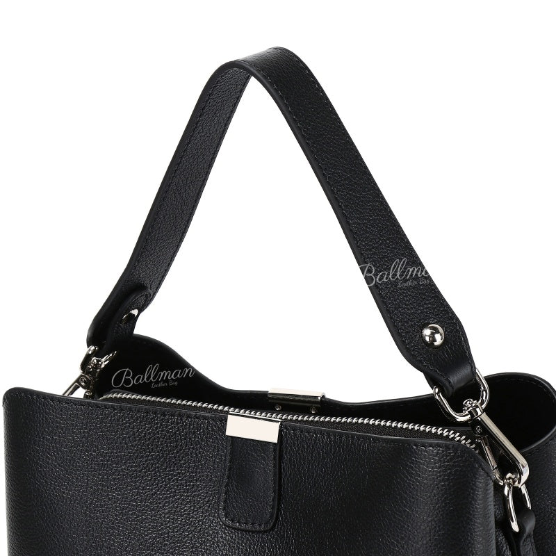 Genuine Leather Soft Hobo Tote Bag, Center Metal Lock Dual?Carry Removable Shoulder Straps For Daily Use 8108-46 | Custom Logo ODM OEM Wholesale