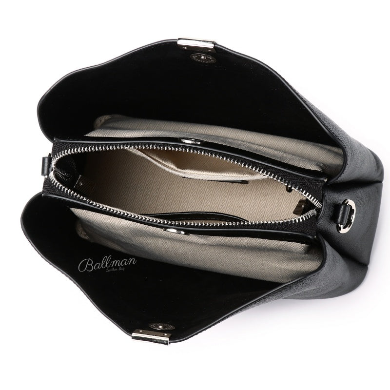 Genuine Leather Soft Hobo Tote Bag, Center Metal Lock Dual?Carry Removable Shoulder Straps For Daily Use 8108-46 | Custom Logo ODM OEM Wholesale