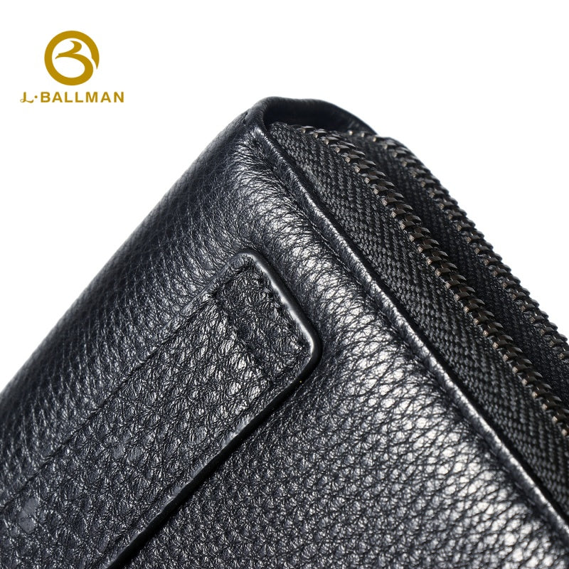 Genuine Leather Men'S Double Zip Around Clutch Bag With Full Page Multi Card Slots And Large Capacity For Business Daily Use, Wholesale Custom, 6309-2#