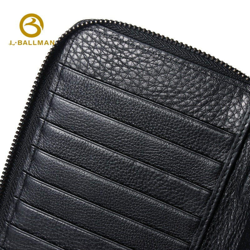 Genuine Leather Men'S Double Zip Around Clutch Bag With Full Page Multi Card Slots And Large Capacity For Business Daily Use, Wholesale Custom, 6309-2#
