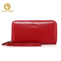 Women Long Genuine Leather Wallet 1101, Full Zip Around Purse With Multi Compartments And Detachable Wristlet Strap
