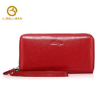 Women Long Genuine Leather Wallet 1101, Full Zip Around Purse With Multi Compartments And Detachable Wristlet Strap
