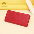 Women Long Genuine Leather Wallet 1634, Double Zipper Purse With Multi Compartments And Large Storage Space