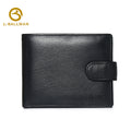 Wholesale pebbled genuine leather men short wallet 208, snap button closure multi card slots purse for daily business and travel