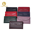 Genuine Leather Long Fold-over Wallet, Curved Edge Decorative Zipper Trim Multi Card Slots For Daily Use 23-0010X | Custom Logo ODM OEM Wholesale
