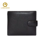 Wholesale smooth genuine leather men short wallet 241, snap button closure multi card slots purse for daily business and travel