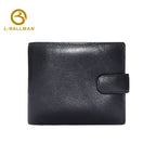 Wholesale soft smooth genuine leather men short wallet 242, built-in photo window snap button multi card slots purse for daily business and travel