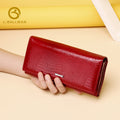 Women Long Patent Leather Wallet 801A, Crocodile Embossed Purse With Multi Card Slots, Zipper Pocket And Kiss Lock