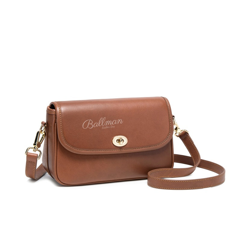 Genuine Leather Flap Crossbody Bag, Detachable Adjustable Strap For Daily Commute & Casual Outing 8108-24# | Custom Logo ODM OEM Wholesale