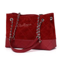 Suede Leather Quilted Tote Bag, Dual Material Panelled Interwoven Chain Straps For Daily Use 8108-35# | Custom Logo ODM OEM Wholesale