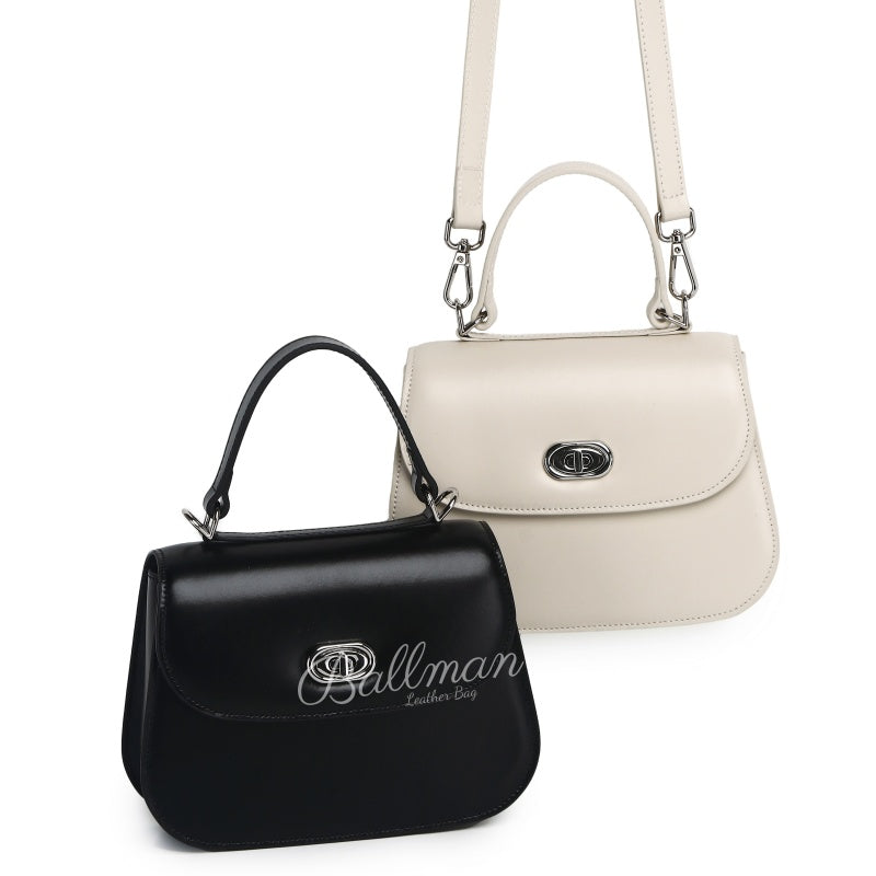 Genuine Leather Curved Saddle Handbag, Top Handle Rotating Turn?Lock Detachable Crossbody Strap For Daily Use 8108?36# | Custom Logo ODM OEM Wholesale