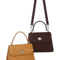 Ballman 8108-47 Women Full Grain Leather Flap Handbag Turn Lock Top Handle Crossbody Shoulder Bag