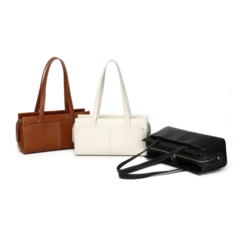 Ballman 8108-49 Wholesale Women Full Grain Leather Multi?Compartment Shoulder Tote Bag Custom OEM Daily Handbag