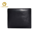 Genuine leather men's bifold wallet F03, built-in side zipper coin pocket, multiple card slots, cash compartment, black leather short purse