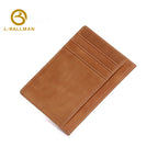 Crazy horse leather slim card holder G026A, vintage brown crazy horse leather, transparent ID window, multiple card pockets, lightweight pocket card case