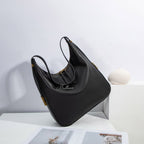 Ballman H98078 black genuine leather hobo bag with gold hardware, large capacity shoulder tote bag for women everyday wear