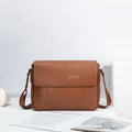 ballman h98033 brown leather flap messenger bag adjustable shoulder strap business crossbody bag