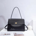 Ballman H98044 women shoulder bag of Italian imported genuine leather, gold turn lock hardware large capacity office handbag