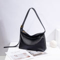 Ballman H98045 women hobo bag crafted from Italian imported full‑grain genuine leather, soft slouchy silhouette, zipper closure adjustable strap versatile daily shoulder bag