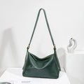Ballman H98056 women hobo bag made of full-grain genuine leather, smooth soft texture, zipper closure, adjustable shoulder strap minimalist casual handbag