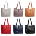 Ballman H98068 women tote bag made of full-grain genuine leather, large capacity, gold lock hardware, long top handles elegant office work handbag