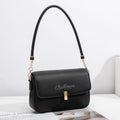 ballman H98083 genuine leather women flap shoulder bag with gold bar lock chain decorated strap underarm handbag