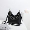 ballman H98086 genuine leather women hobo shoulder bag soft slouchy silhouette silver interwoven chain detachable crossbody strap