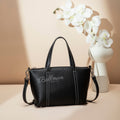 ballman H98092 genuine leather women mini tote crossbody bag contrast stitching top?handle zipper closure detachable shoulder strap casual daily handbag