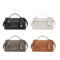 Ballman XK002 leather box handbag, double zipper lock decor with detachable shoulder strap women handbag