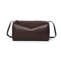 Ballman XK003 brown leather cylinder crossbody bag, slim zipper closure women shoulder handbag