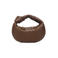 Ballman XK004 brown leather woven hobo bag, knotted handle soft open top women handbag