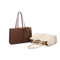 Ballman XK006 leather office tote bag, large capacity open top with long shoulder handles women business handbag