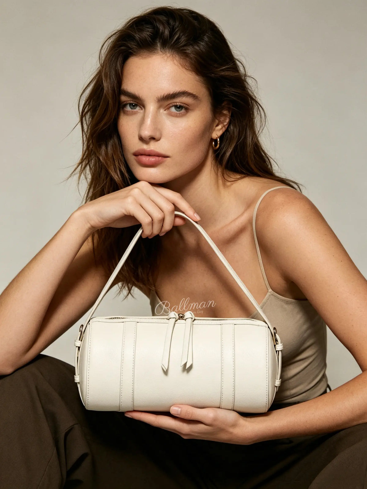 Custom 8108-50 Leather Cylinder Crossbody Bag Wholesale OEM ODM Ladies Barrel Shoulder Bag